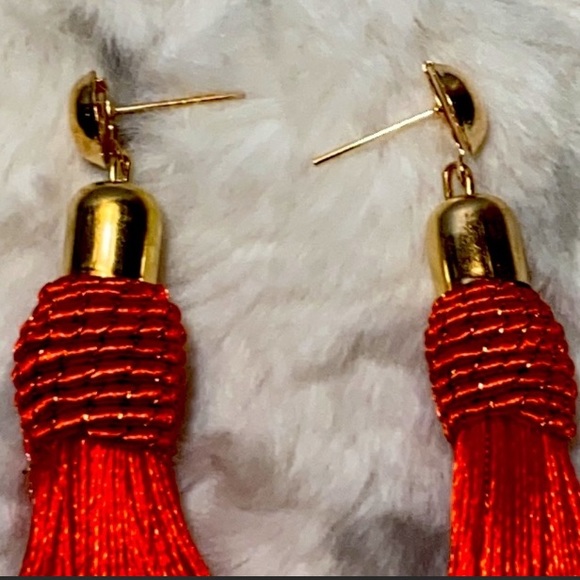 NEW! BOHO Red & Gold Fringe Tassel Earrings - Picture 8 of 16